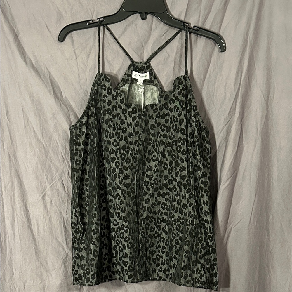 MACARON Black and Gray Animal Print Camisole